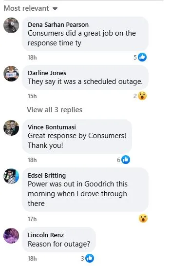 Consumer Energy Outage