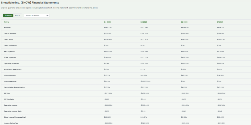 Snowflakes financials