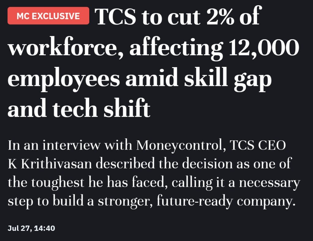TCS Official Announcement of 2% cut on Workforce