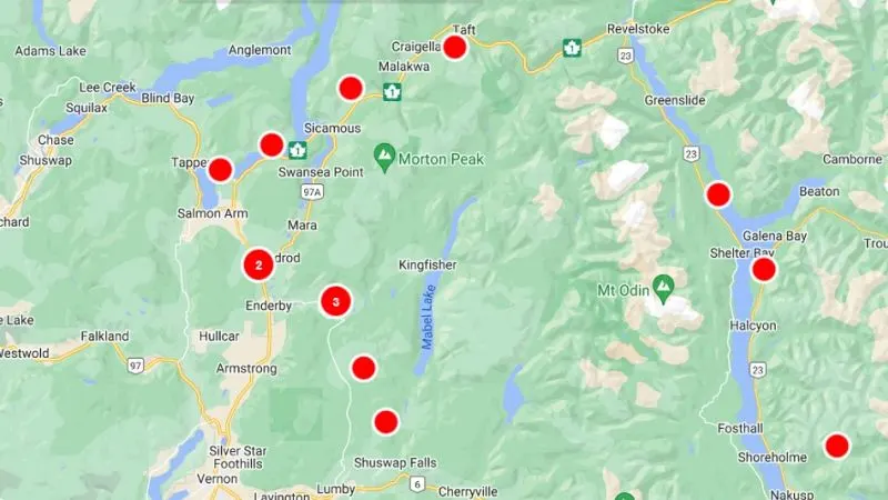 Okanagan BC Hydro Outage Map