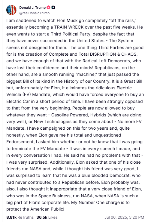 Donald trump truth social tweet