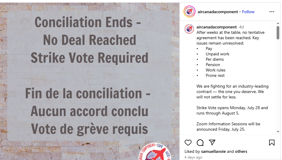 Air Canada Strike Highlights on Social Platforms