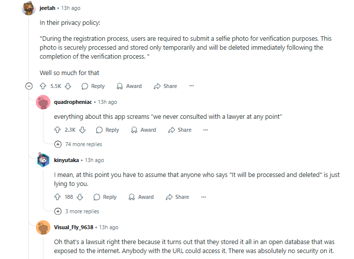User's Response on Tea App Data Breach