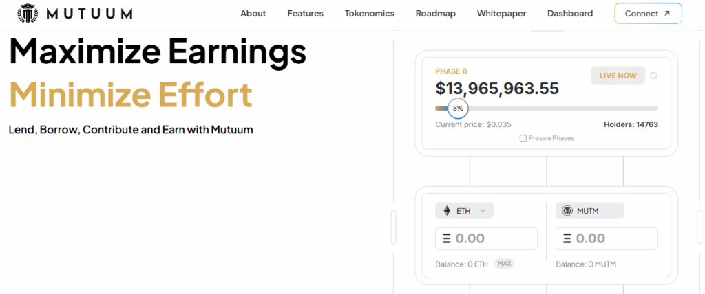 Maximize crypto earnings effortlessly with Mutuum’s live Phase 6 presale.