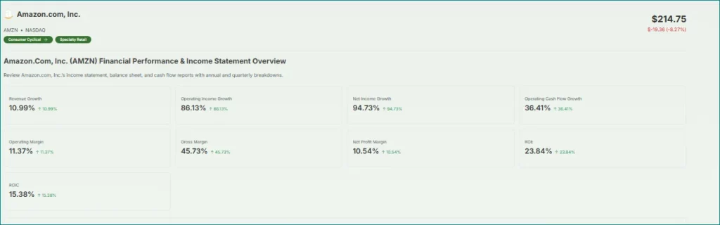 Amazon Income statement by Meyka
