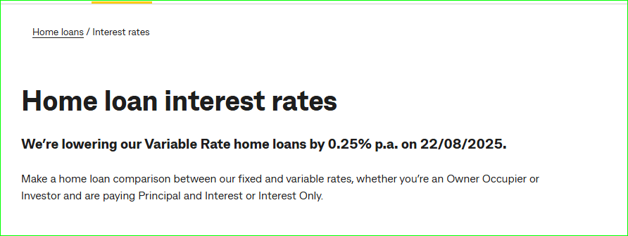 0.25% p.a. cut in variable home loan