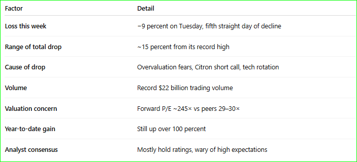 Palantir Stock decline