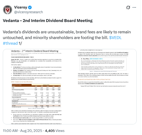 Analysis on Vedanata 2nd Interim Meeting