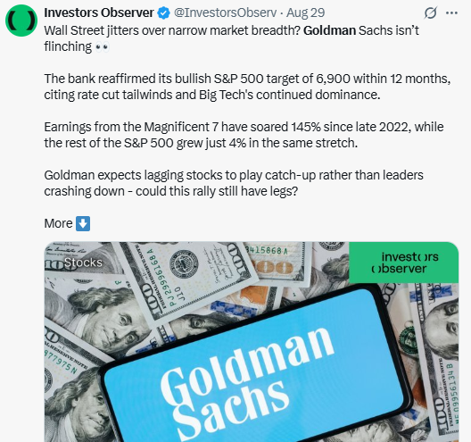 X Source: Goldman's Schs Strategic Views