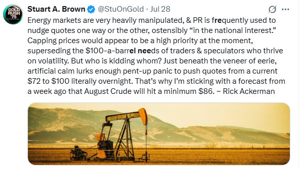 Oil markets are being manipulated, but panic could still push prices from $72 to $100 overnight