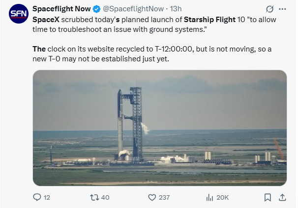SpaceX Delayed News Highlighted
