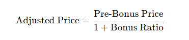 formula for calculating the adjusted share price