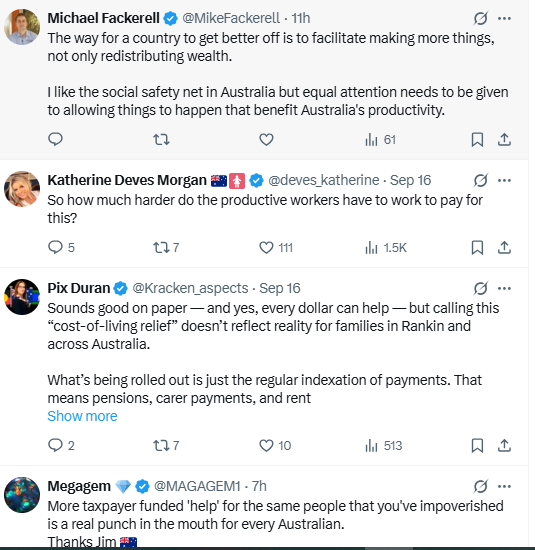 X Source: Public Views on Centrelink Payments News