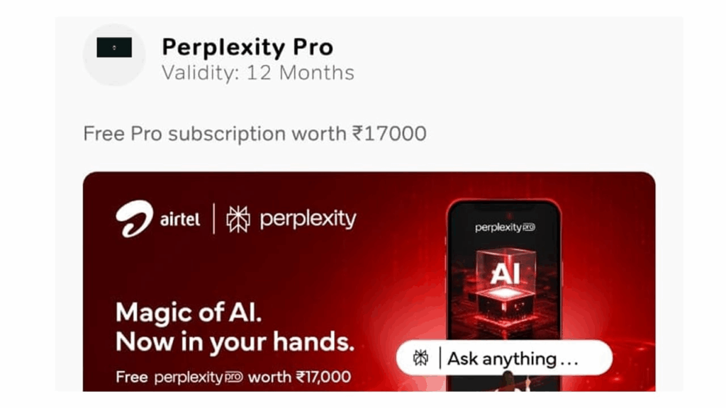 DesignZig Source: Perplexity’s Pro Airtel Deal