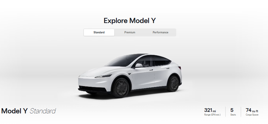 Tesla Official Source: Tesla Model Y Specifications