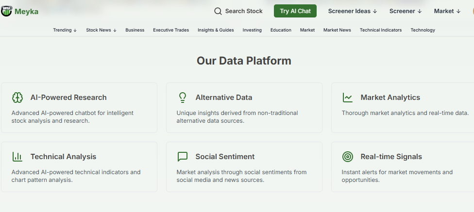 Meyka AI Financial Assistance Features
