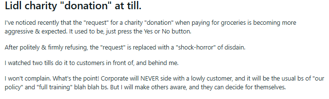 Reddit User Views on Lidl Donation Campaign