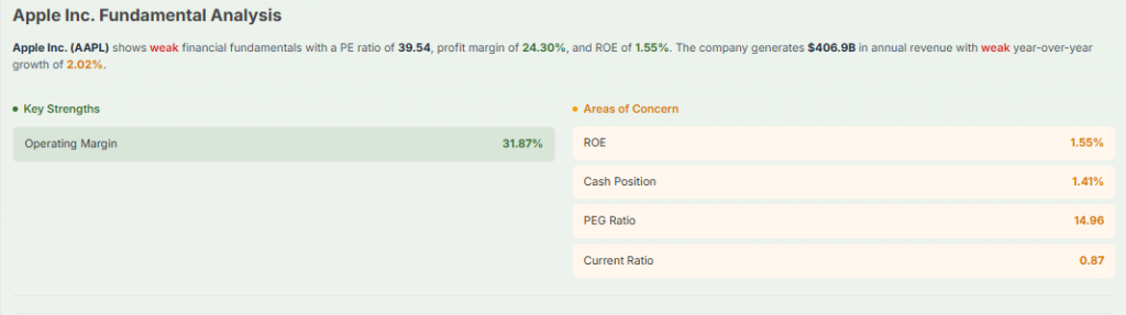 Meyka AI: Apple's Fundamental Analysis Overview