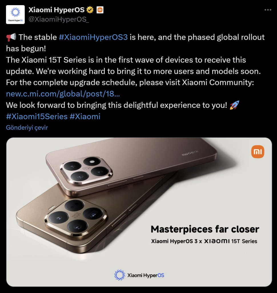 Xiaomi Time Source: Xiaomi HyperOS3 Update 