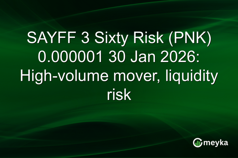 SAYFF 3 Sixty Risk (PNK) 0.000001 30 Jan 2026: High-volume mover, liquidity risk