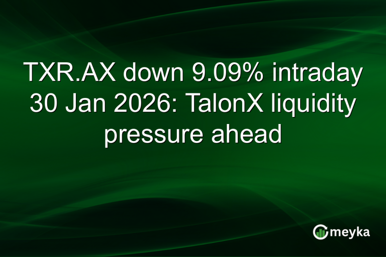 TXR.AX down 9.09% intraday 30 Jan 2026: TalonX liquidity pressure ahead