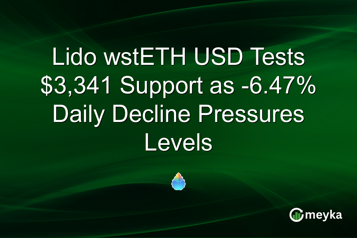 Lido wstETH USD Tests $3,341 Support as -6.47% Daily Decline Pressures Levels