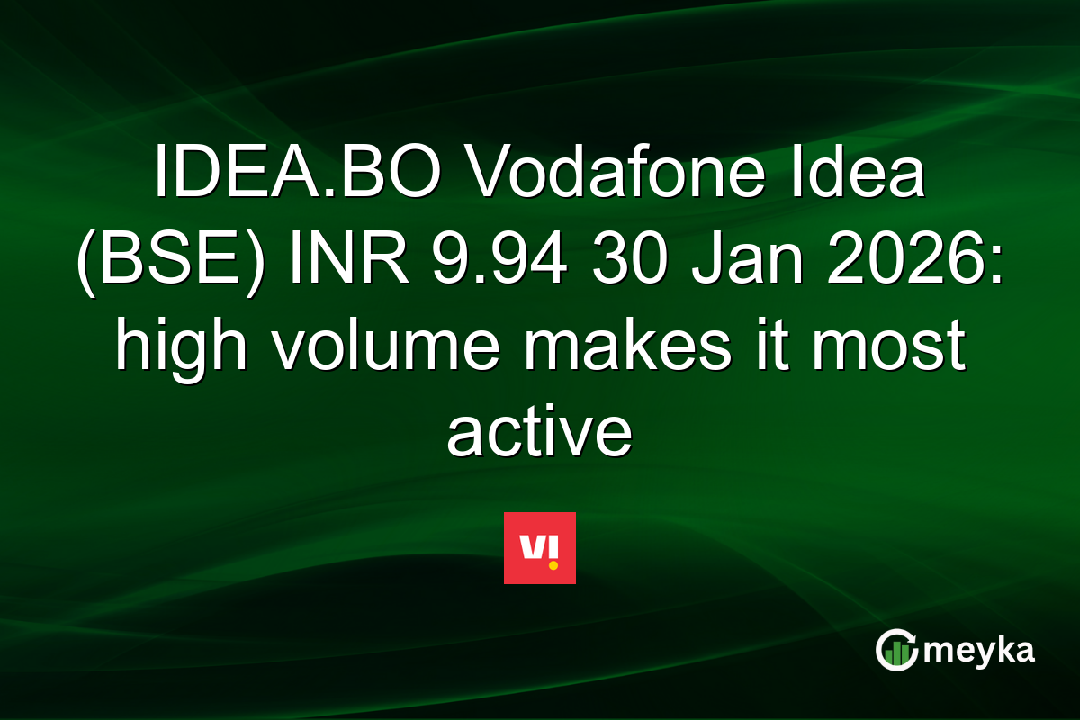 IDEA.BO Vodafone Idea (BSE) INR 9.94 30 Jan 2026: high volume makes it most active
