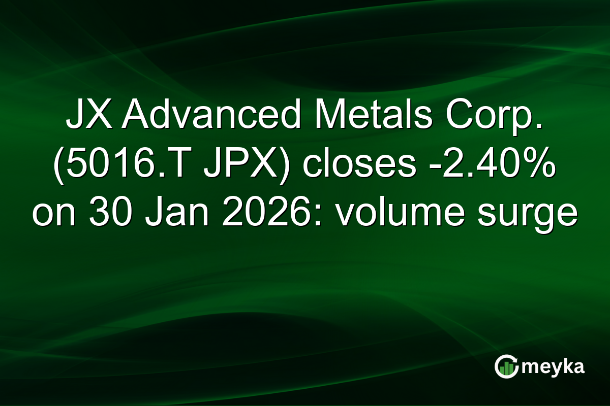 JX Advanced Metals Corp. (5016.T JPX) closes -2.40% on 30 Jan 2026: volume surge