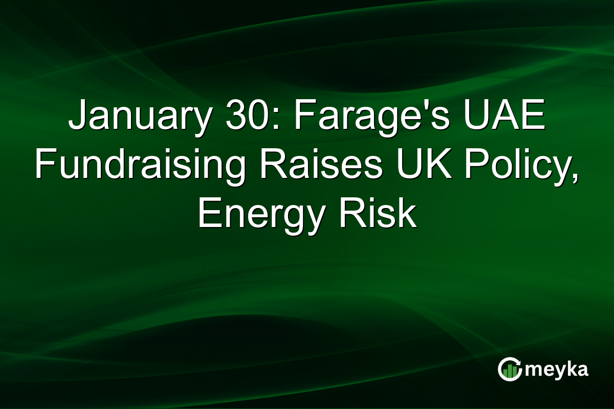 January 30: Farage's UAE Fundraising Raises UK Policy, Energy Risk