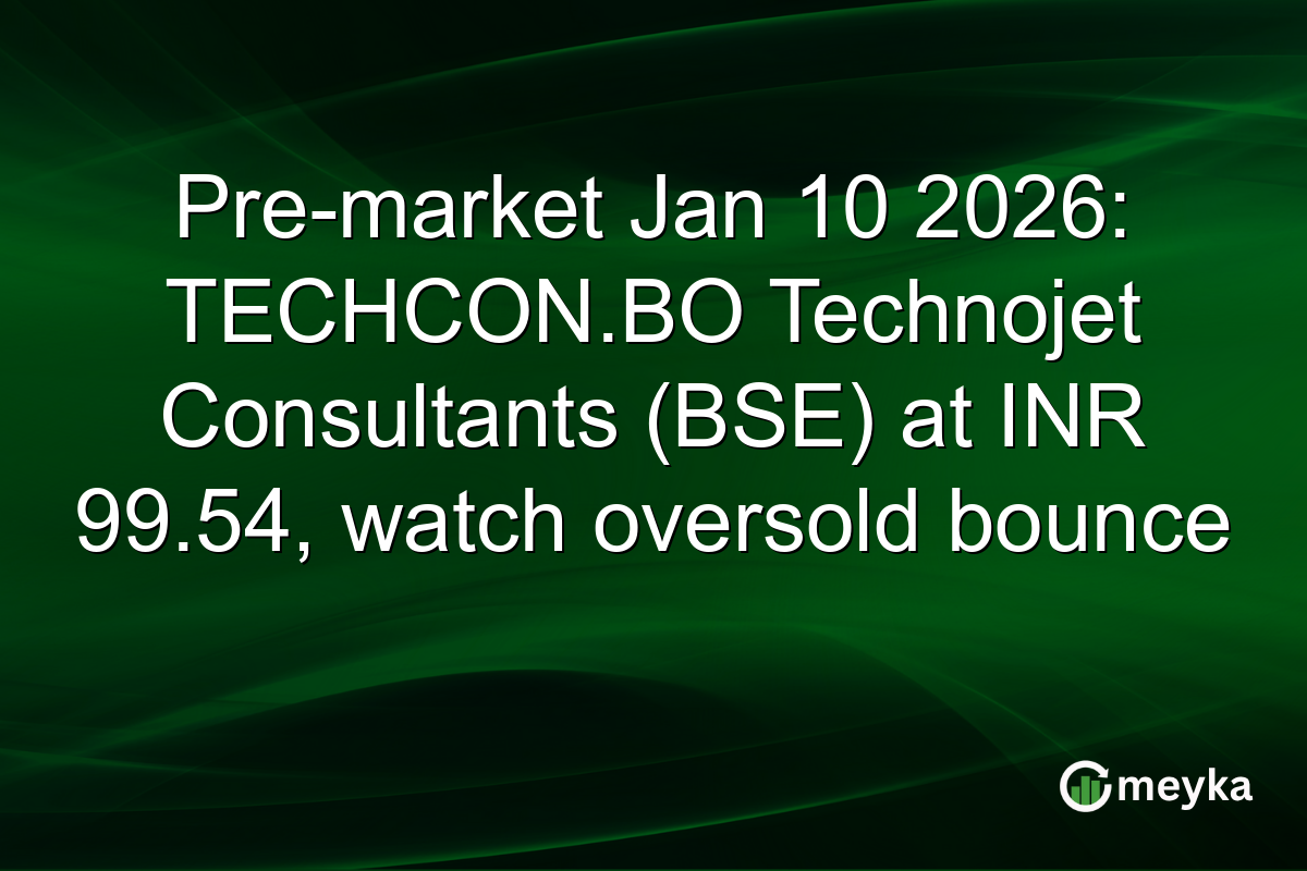 Pre-market Jan 10 2026: TECHCON.BO Technojet Consultants (BSE) at INR 99.54, watch oversold bounce