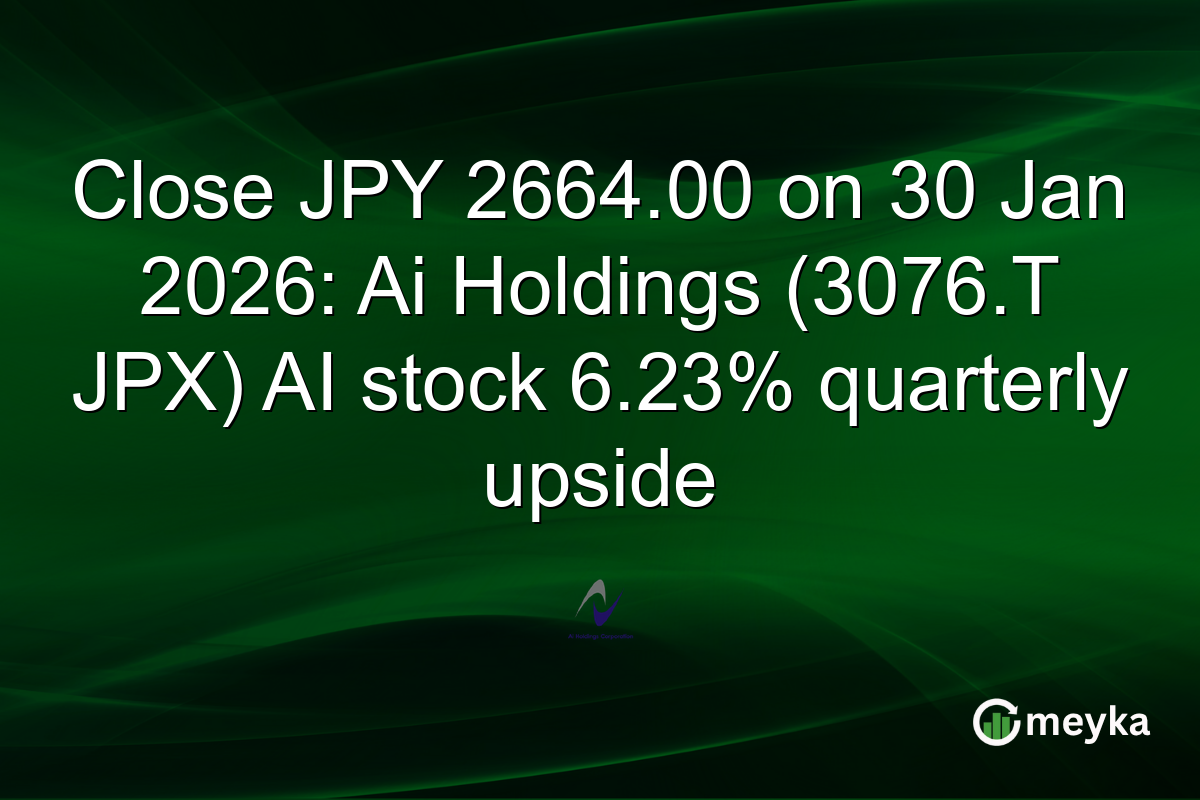 Close JPY 2664.00 on 30 Jan 2026: Ai Holdings (3076.T JPX) AI stock 6.23% quarterly upside
