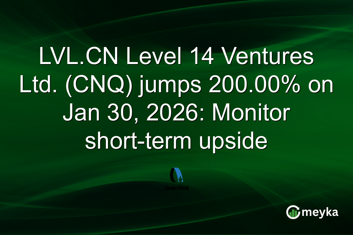 LVL.CN Level 14 Ventures Ltd. (CNQ) jumps 200.00% on Jan 30, 2026: Monitor short-term upside
