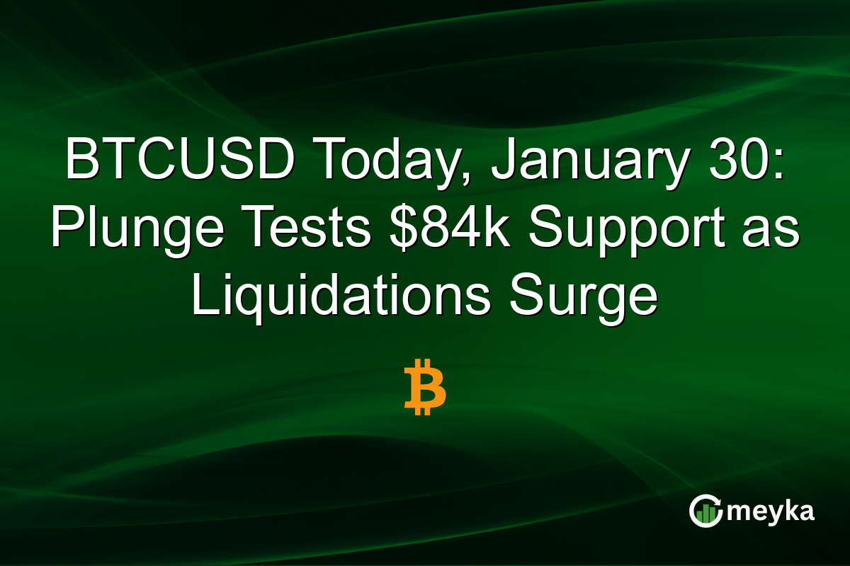 BTCUSD Today, January 30: Plunge Tests $84k Support as Liquidations Surge