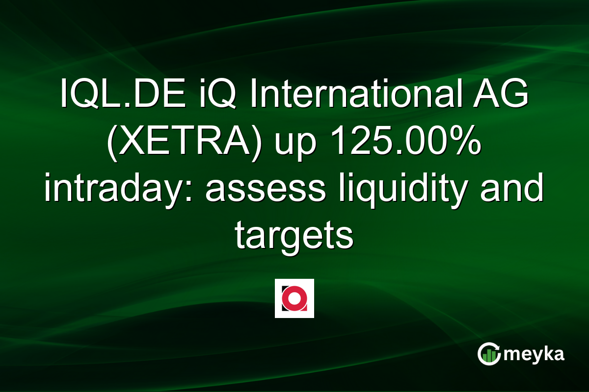 IQL.DE iQ International AG (XETRA) up 125.00% intraday: assess liquidity and targets