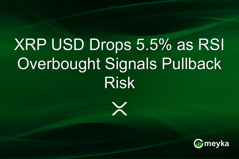 XRP USD Drops 5.5% as RSI Overbought Signals Pullback Risk