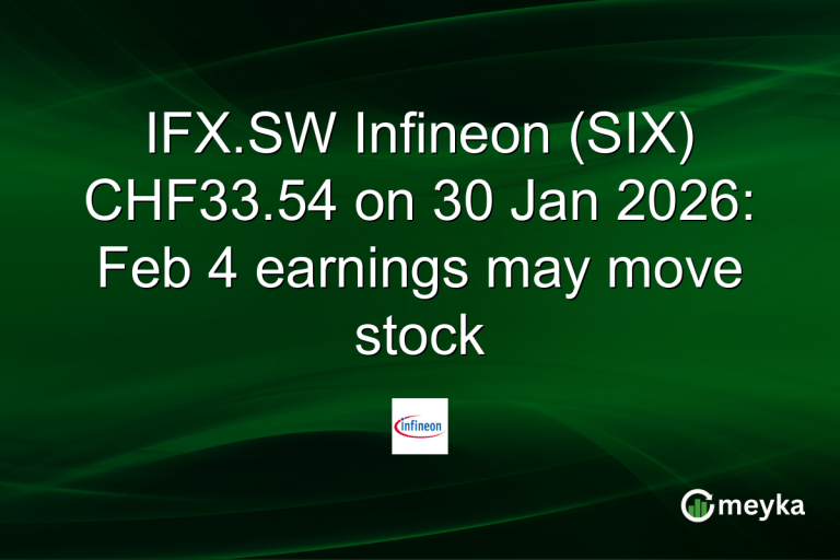 IFX.SW Infineon (SIX) CHF33.54 on 30 Jan 2026: Feb 4 earnings may move stock