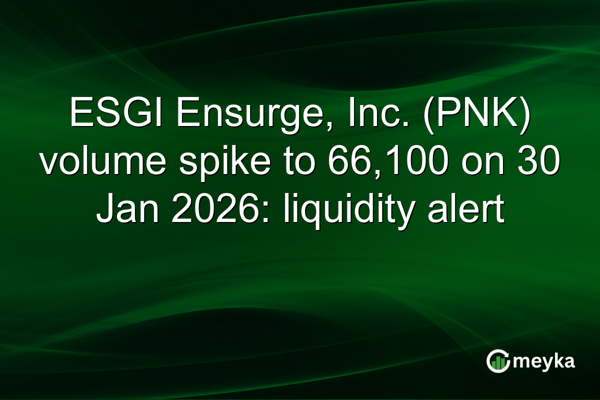 ESGI Ensurge, Inc. (PNK) volume spike to 66,100 on 30 Jan 2026: liquidity alert