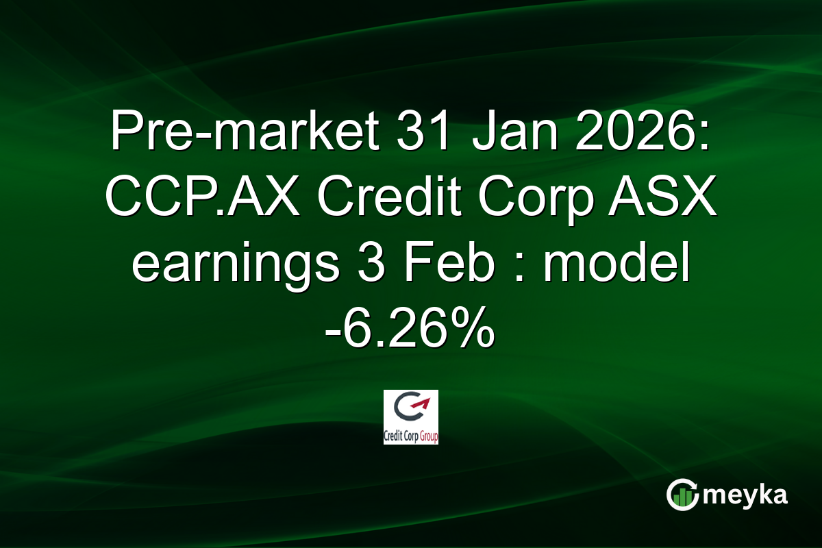 Pre-market 31 Jan 2026: CCP.AX Credit Corp ASX earnings 3 Feb : model -6.26%