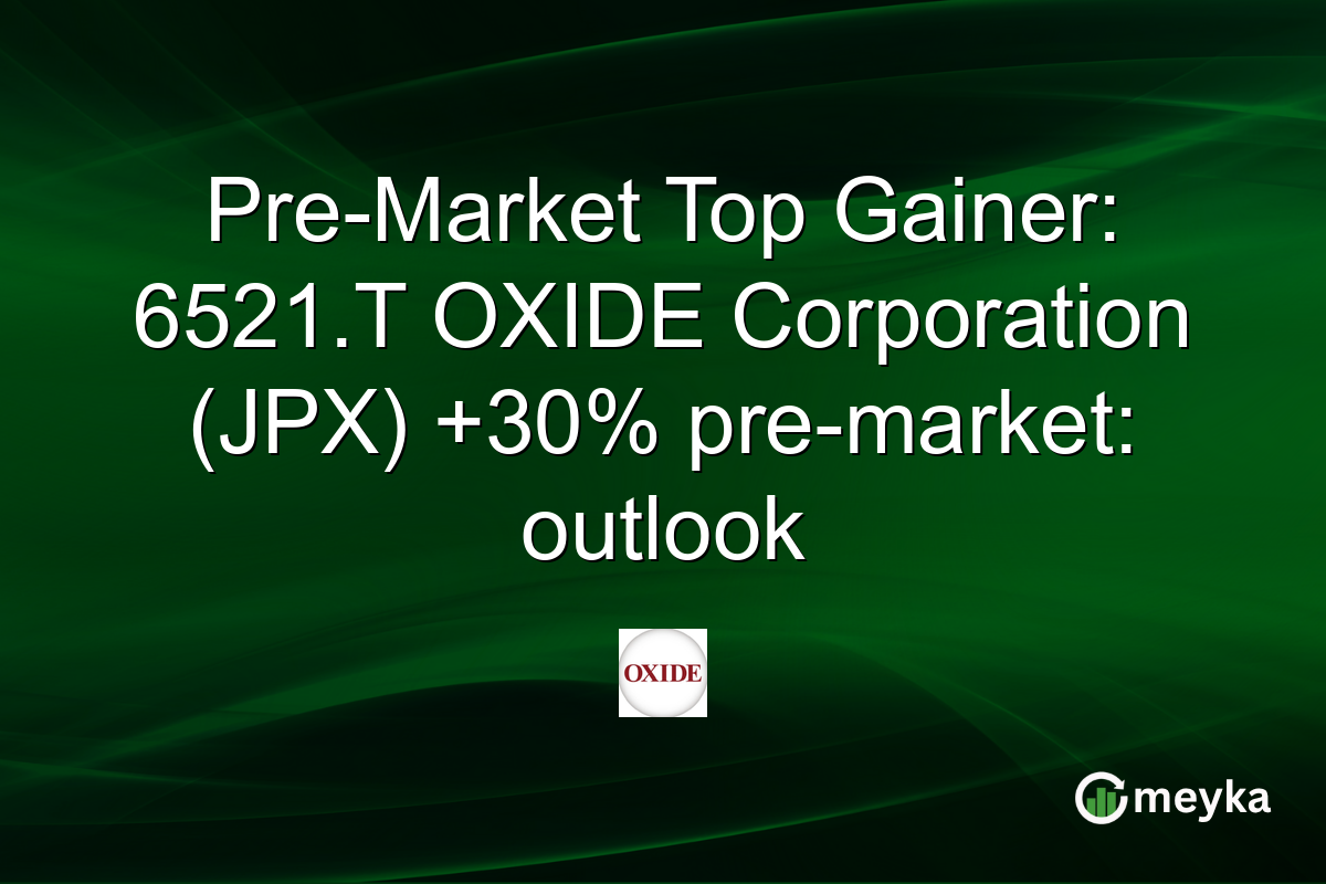 Pre-Market Top Gainer: 6521.T OXIDE Corporation (JPX) +30% pre-market: outlook