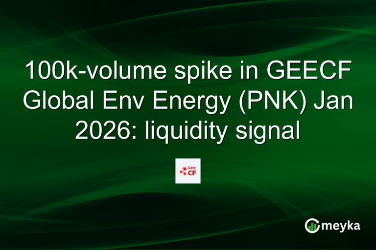 100k-volume spike in GEECF Global Env Energy (PNK) Jan 2026: liquidity signal