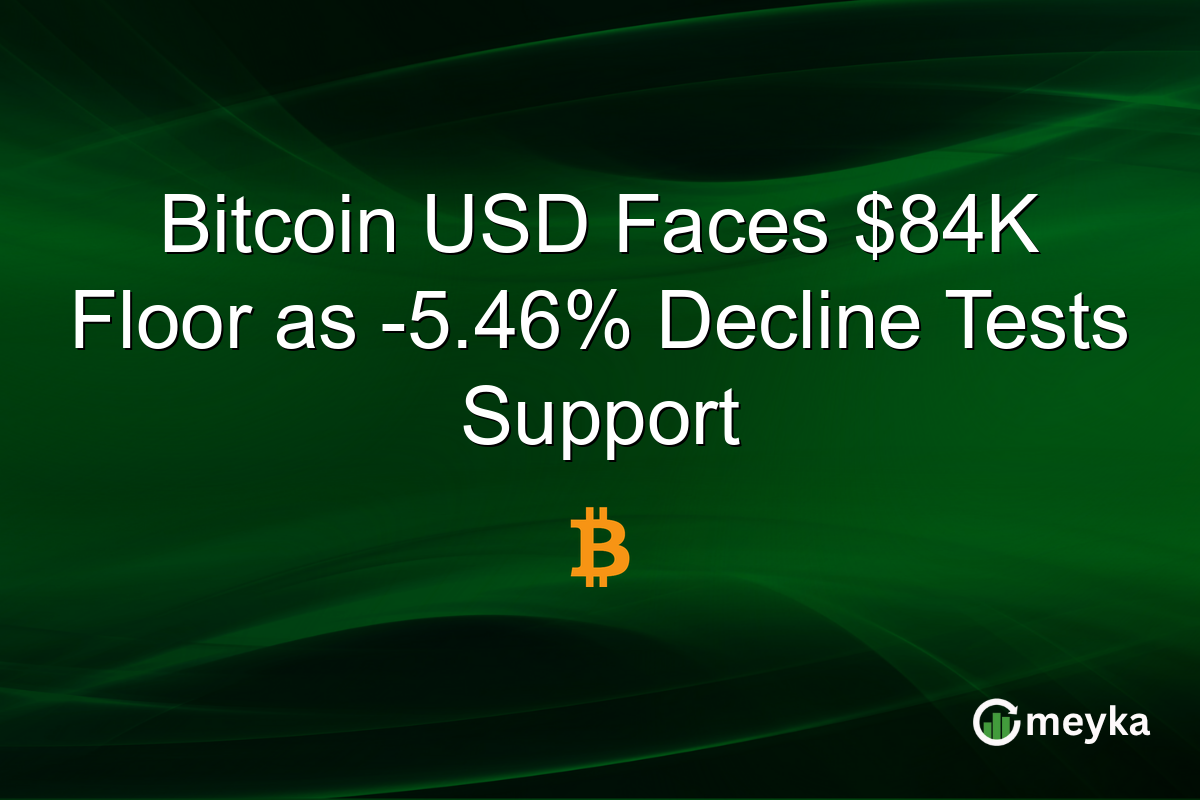 Bitcoin USD Faces $84K Floor as -5.46% Decline Tests Support