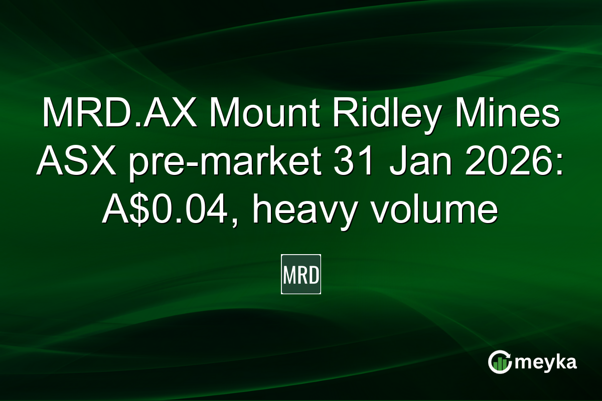 MRD.AX Mount Ridley Mines ASX pre-market 31 Jan 2026: A$0.04, heavy volume