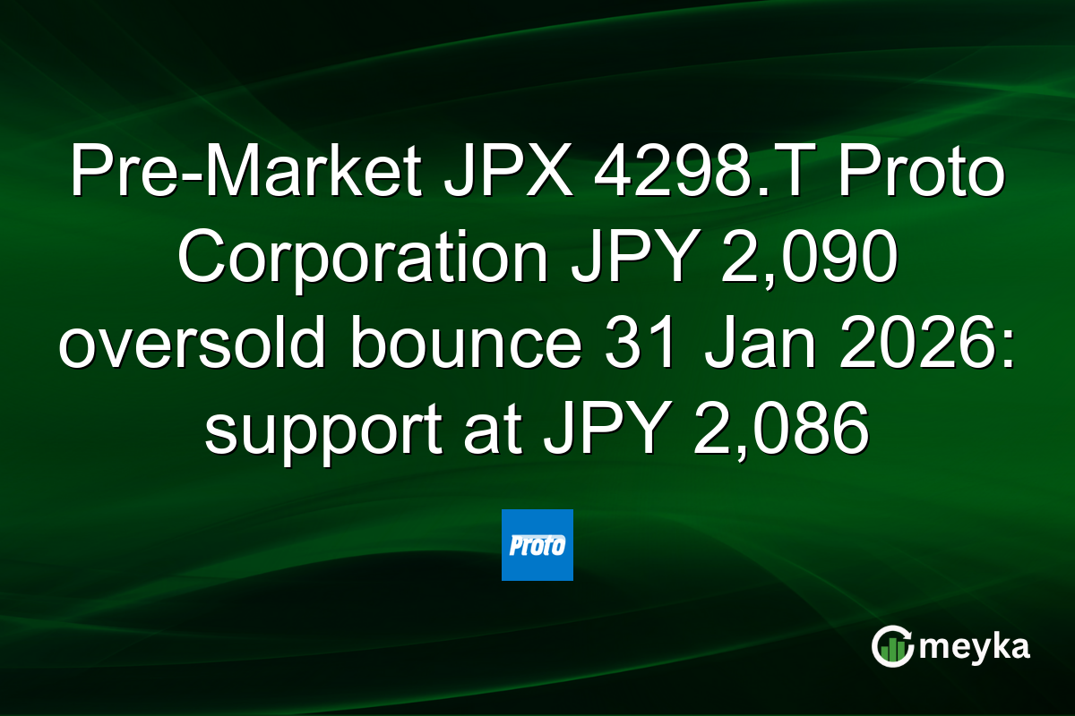 Pre-Market JPX 4298.T Proto Corporation JPY 2,090 oversold bounce 31 Jan 2026: support at JPY 2,086