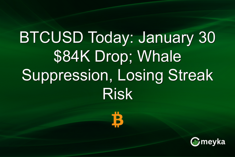 BTCUSD Today: January 30 $84K Drop; Whale Suppression, Losing Streak Risk