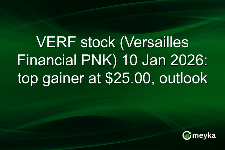 VERF stock (Versailles Financial PNK) 10 Jan 2026: top gainer at $25.00, outlook