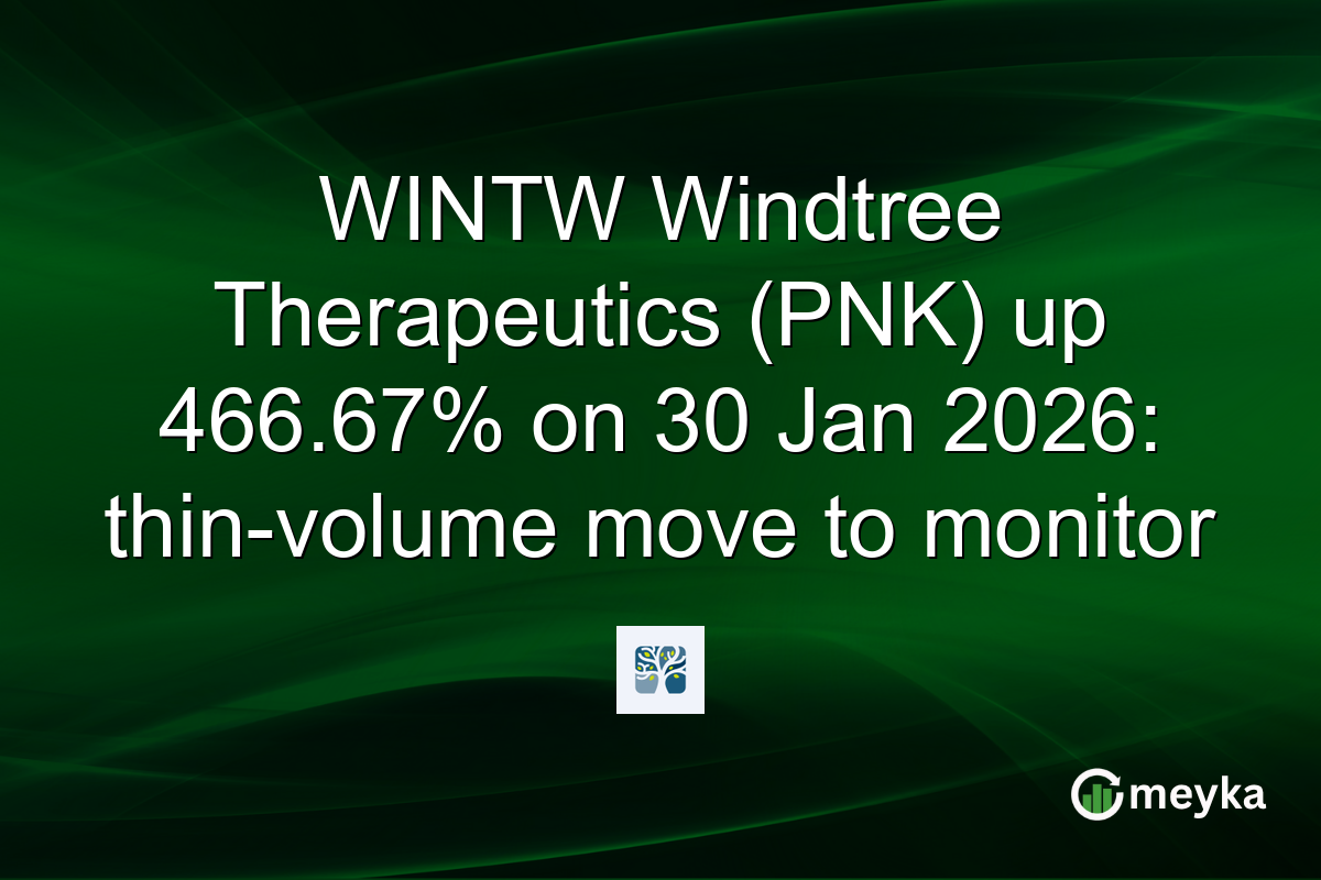 WINTW Windtree Therapeutics (PNK) up 466.67% on 30 Jan 2026: thin-volume move to monitor