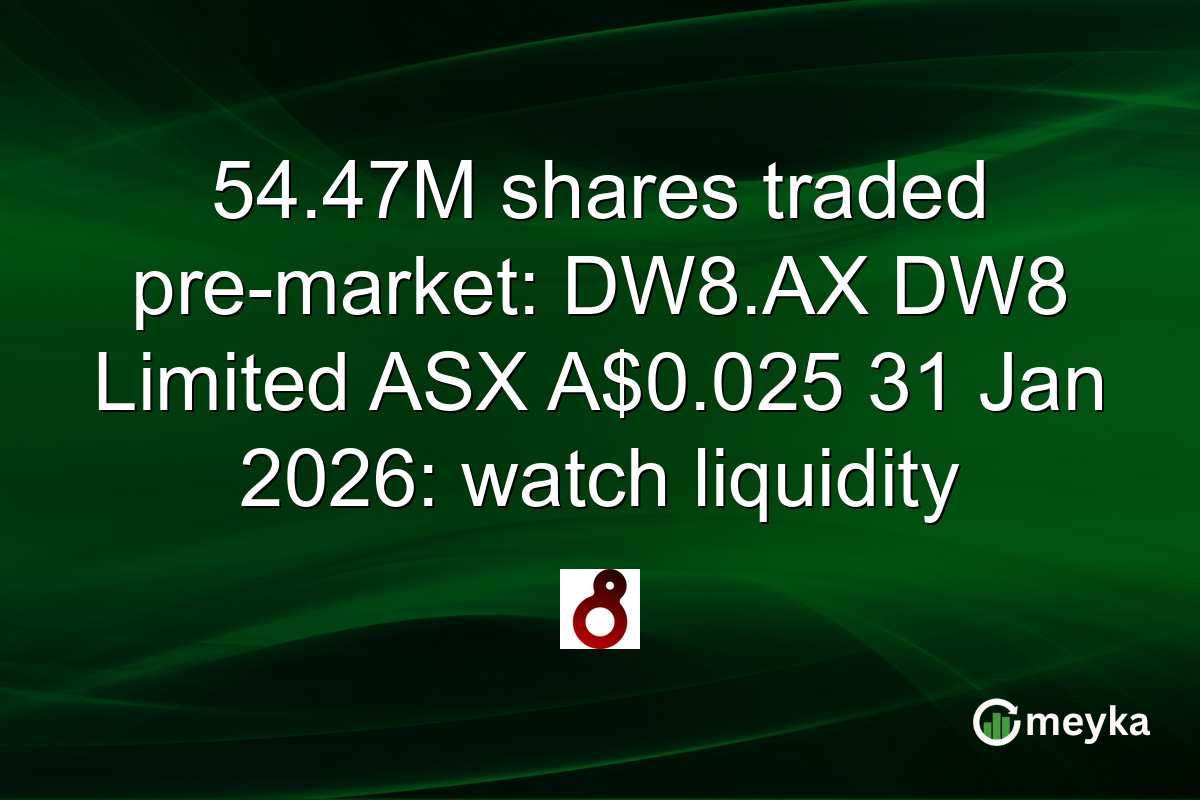 54.47M shares traded pre-market: DW8.AX DW8 Limited ASX A$0.025 31 Jan 2026: watch liquidity