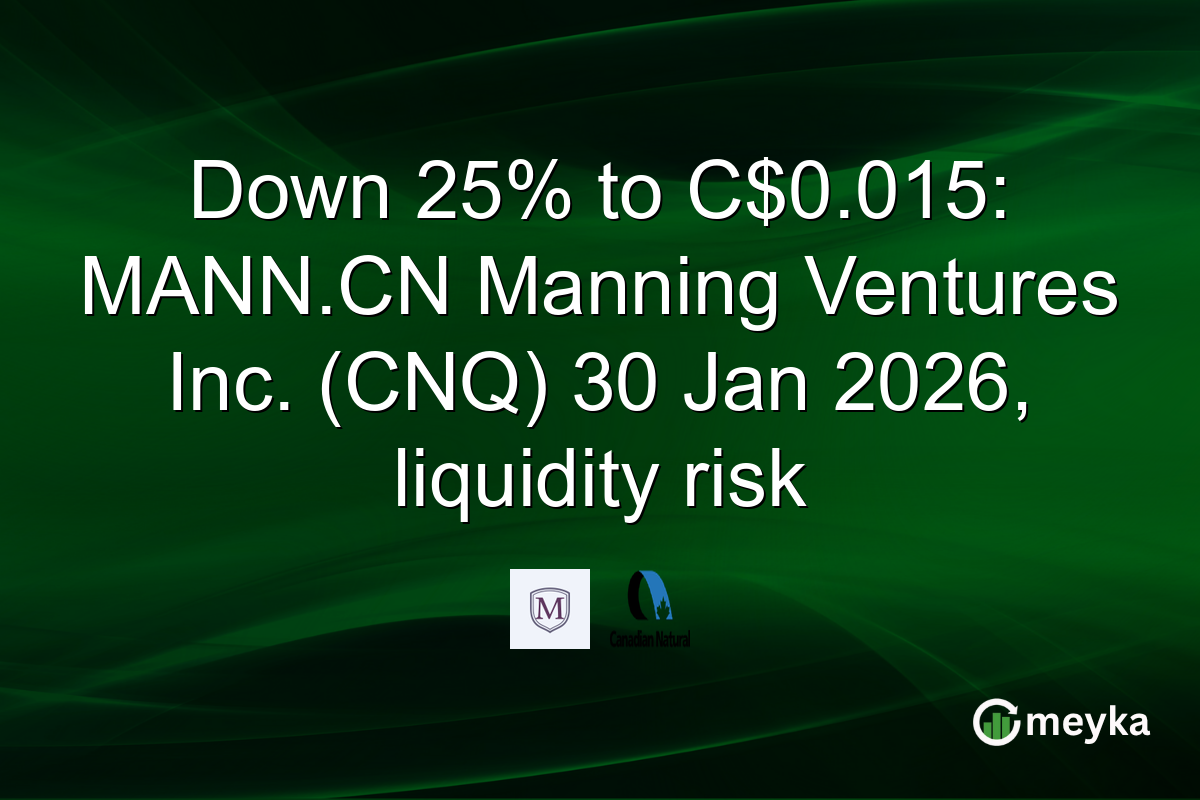 Down 25% to C$0.015: MANN.CN Manning Ventures Inc. (CNQ) 30 Jan 2026, liquidity risk