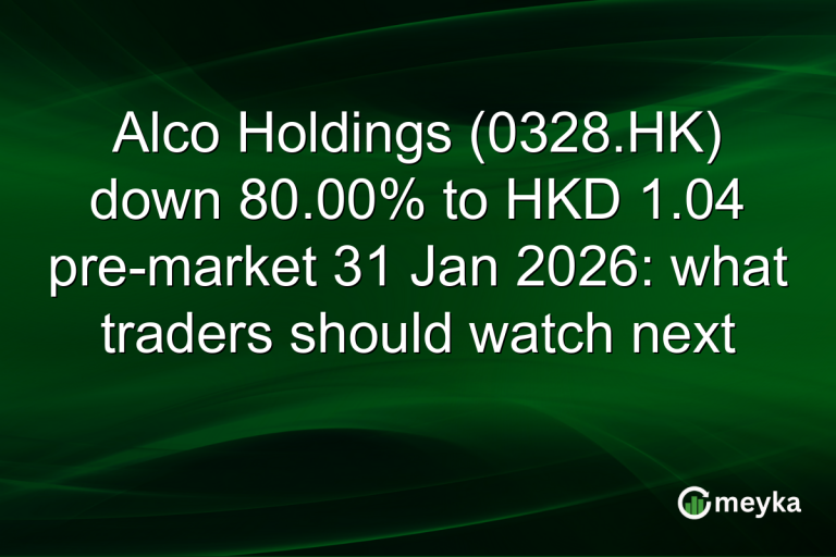 Alco Holdings (0328.HK) down 80.00% to HKD 1.04 pre-market 31 Jan 2026: what traders should watch next