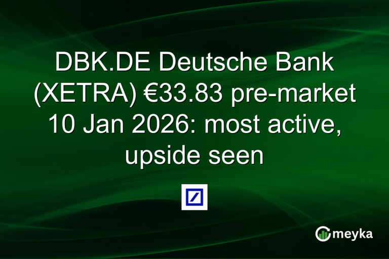 DBK.DE Deutsche Bank (XETRA) €33.83 pre-market 10 Jan 2026: most active, upside seen